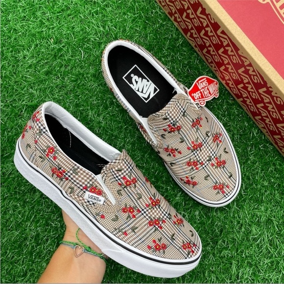 Vans Shoes - Vans Classic Slip On Glen Plaid Embroidered